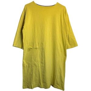 Gudrun Sjoden Organic Cotton Tunic Dress 3/4 Length Sleeves Statement Pocket S